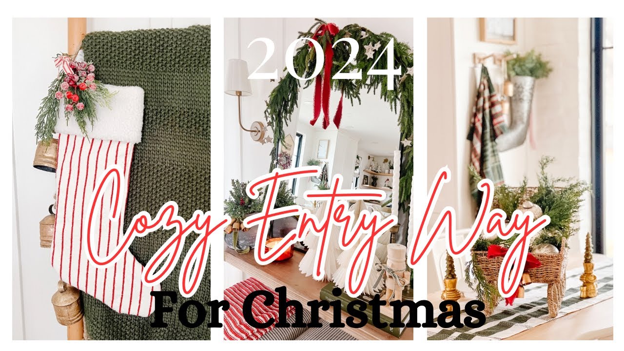 COZY CHRISTMAS ENTRY WAY/ DINING ROOM DECORATE WITH ME | CHRISTMAS 2024