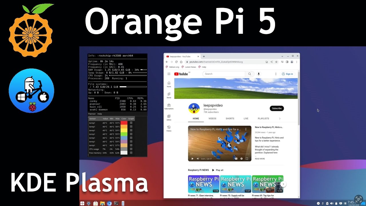 Orange Pi 5. Debian Linux с рабочим столом KDE Plasma