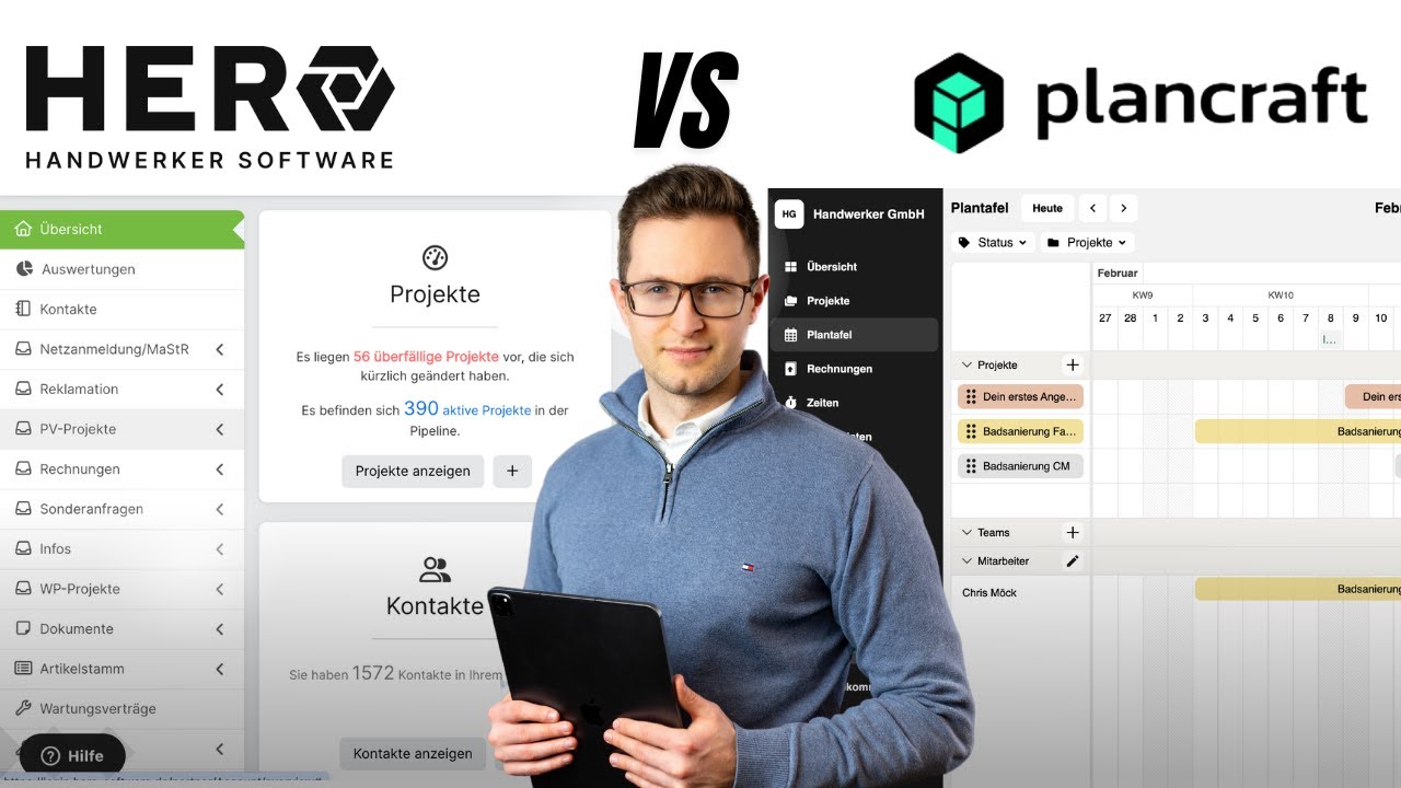 Plancraft vs. Hero - Was ist besser für Handwerks-, Bau- und Industrieunternehmen?