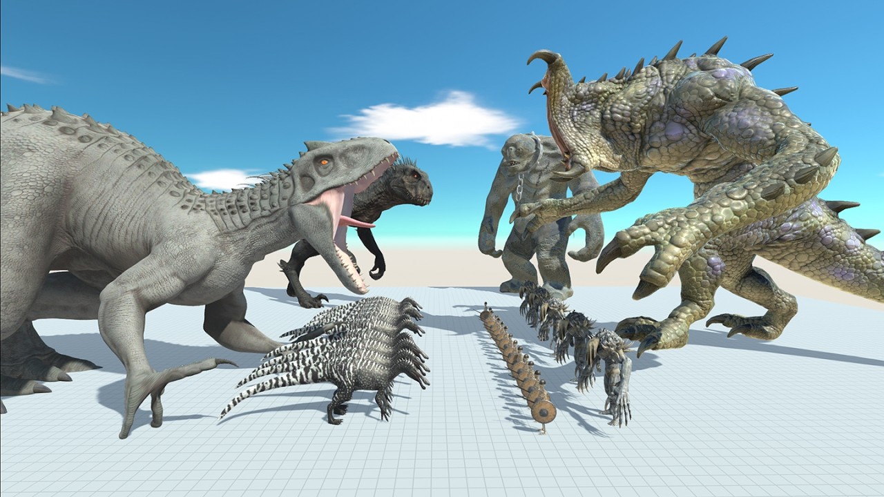Dinosaur Battle Scorpius Rex, Indominus Rex VS Venosaur Troll in Animal Revolt Battle Simulator ARBS
