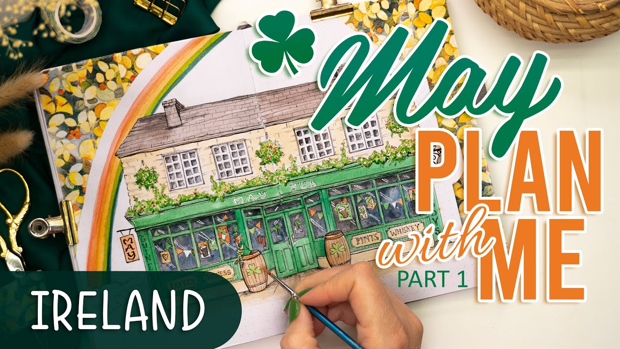 MAY Bullet Journal Setup 2022 PLAN WITH ME Part 1 ☘️ IRELAND THEME 🇮🇪