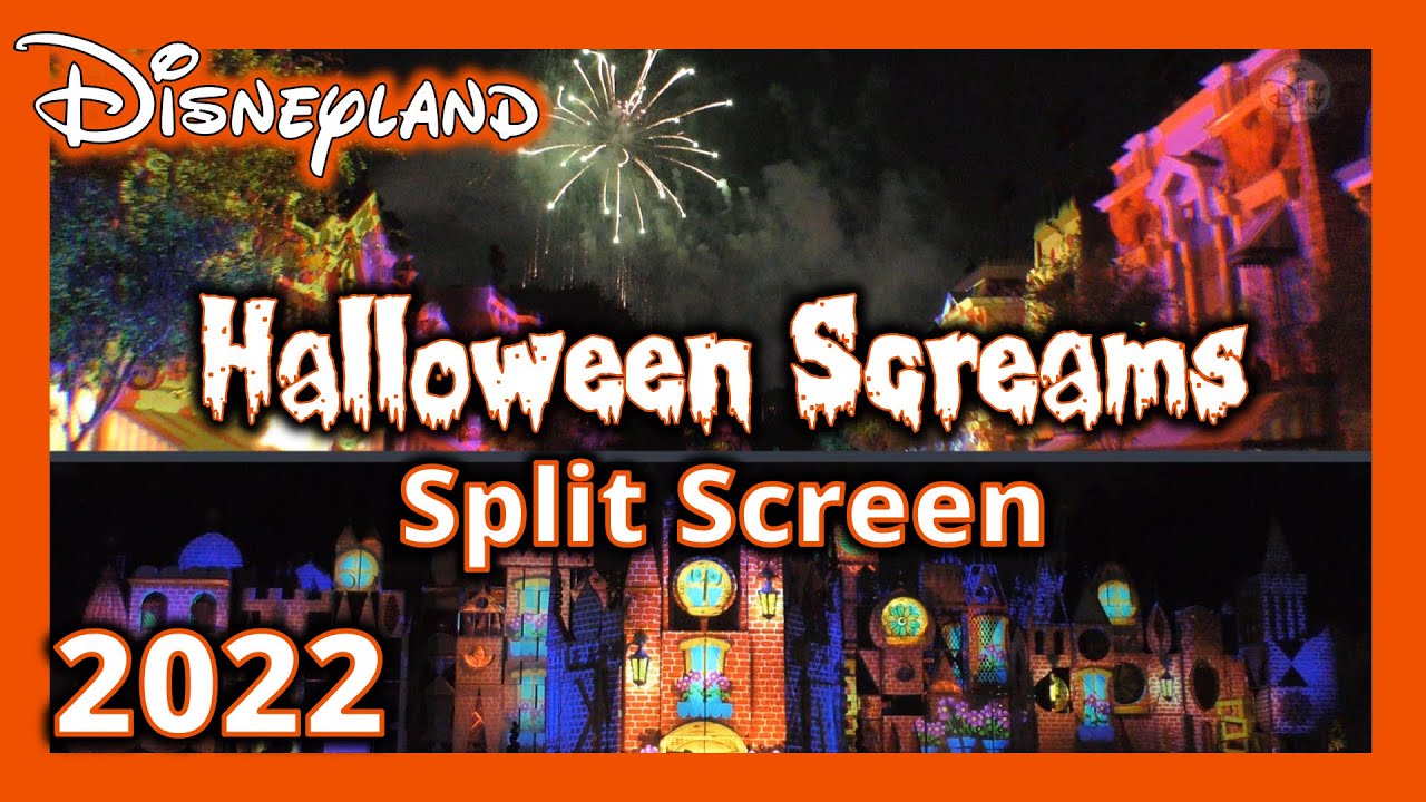 Disneyland Halloween Screams Fireworks 2022  | Split Screen | Main Street USA | It's a Small World