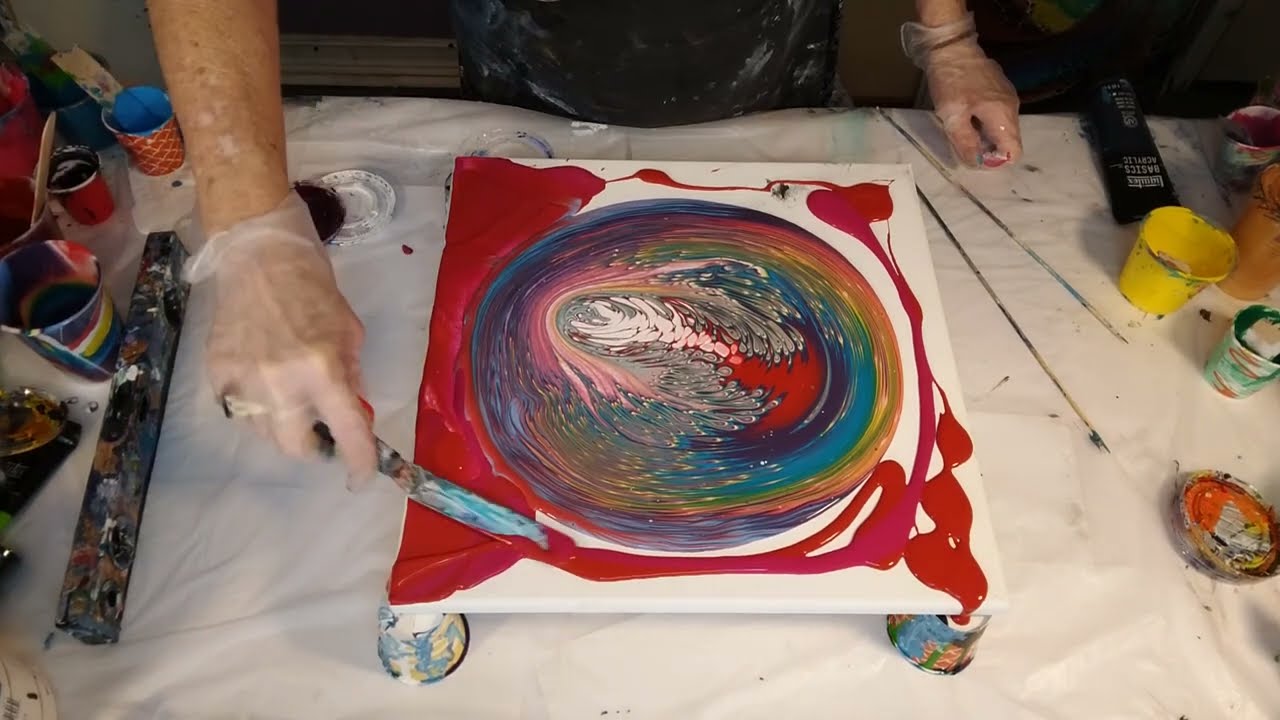 #67 Beautiful wrecked straight pour! Very pretty results. Must see! acrylic pour fluid art
