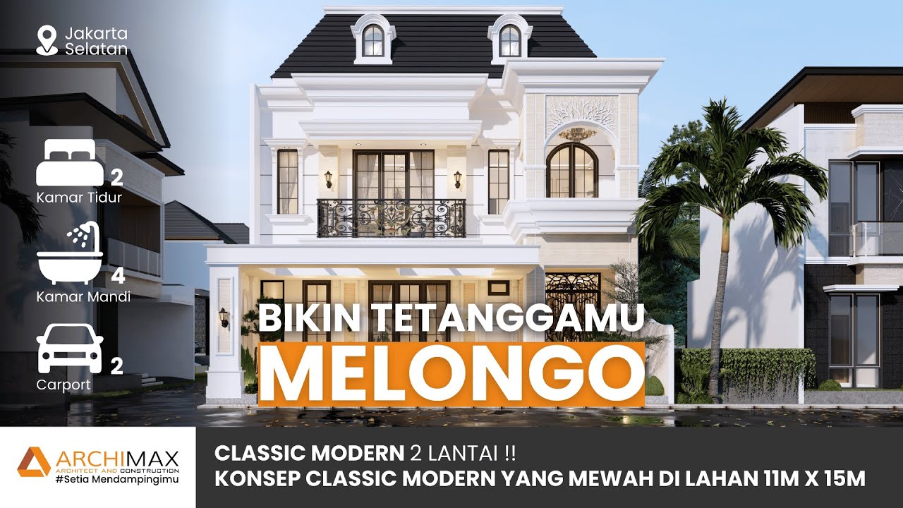 BIKIN TETANGGA MELONGO! Desain Rumah Klasik 2 Lantai 2 Kamar di Lahan 11m x 15m