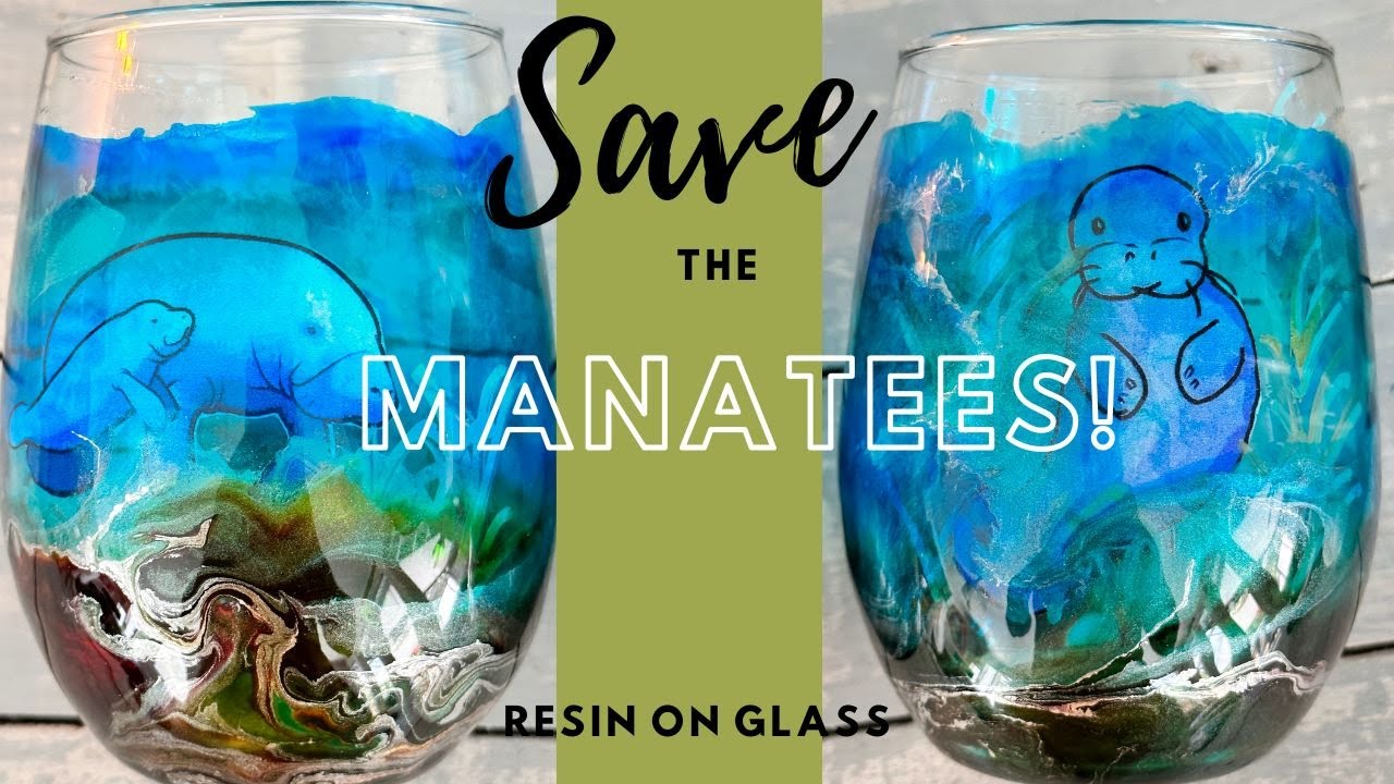 Use waterslide decals and epoxy resin to make pretty DIY wine glasses — with graceful manatees!