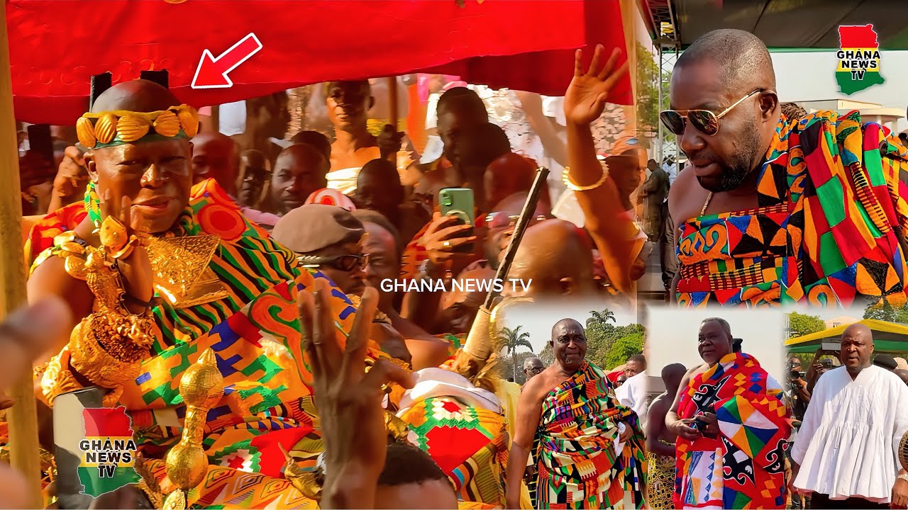 Otumfour Rides in his palanquin at 1st Akwasidae 2025 As Despite, Ibrahim Mahama & Dr K Oteng arrive