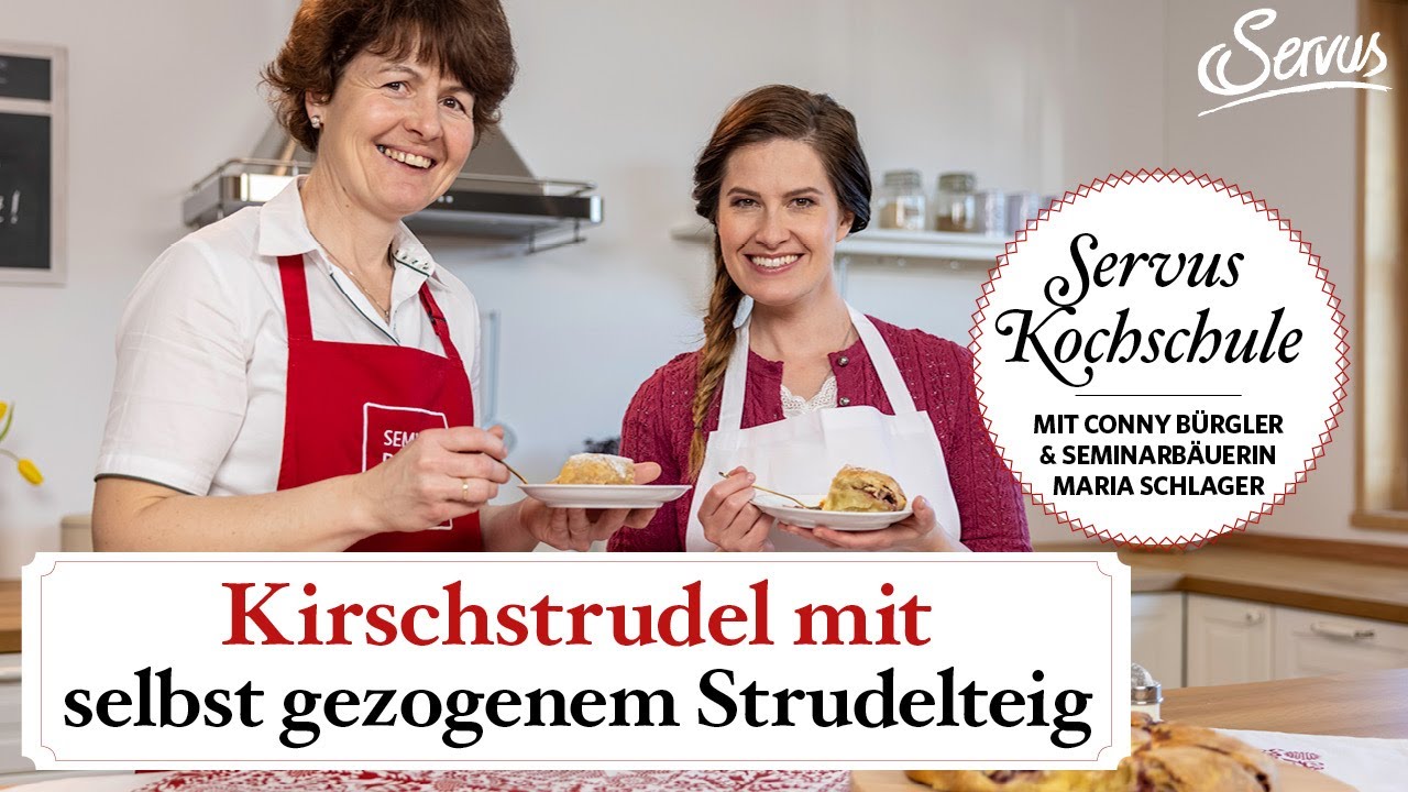 Kirschstrudel mit selbst gezogenem Strudelteig