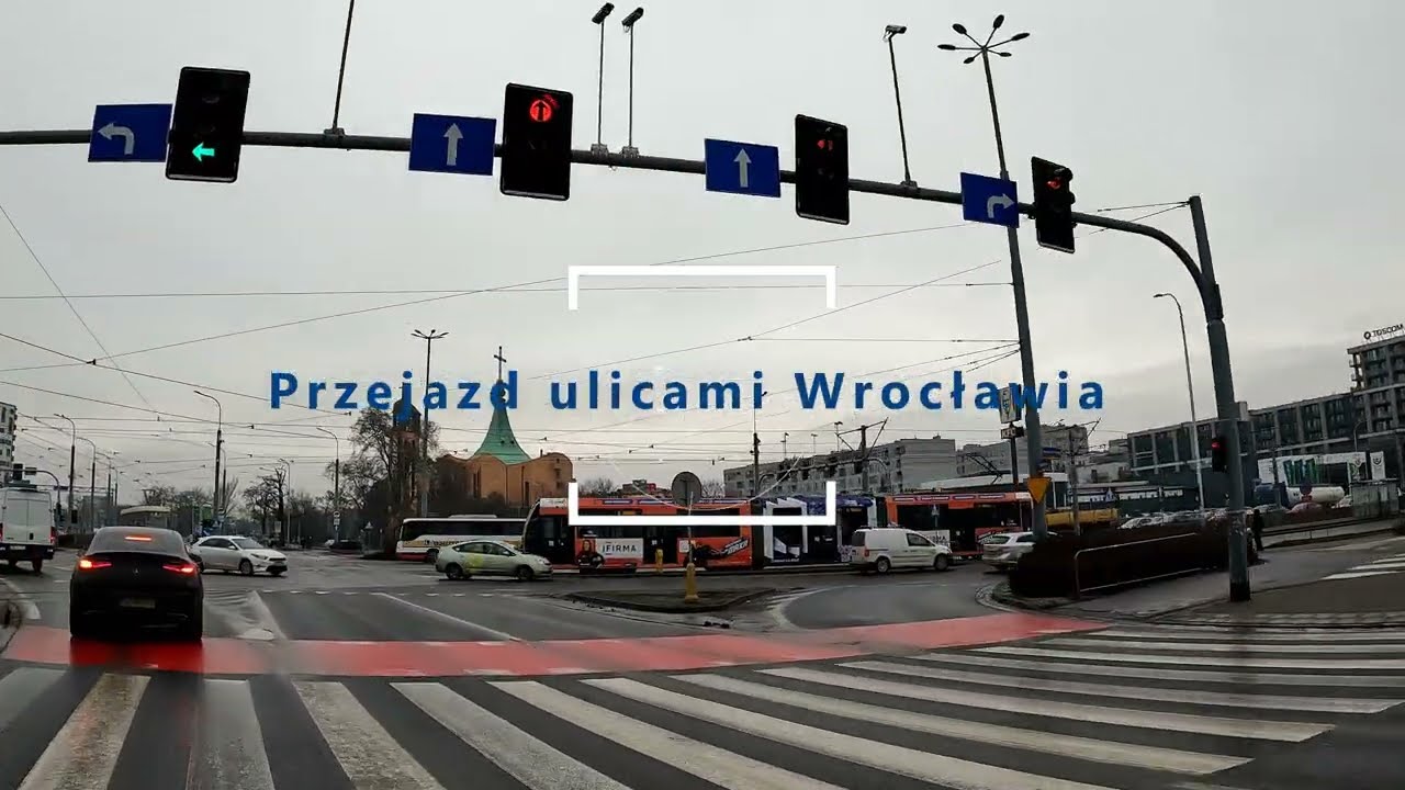 Przejazd samochodem ulicami Wrocławia.  A car ride through the streets of Wrocław.