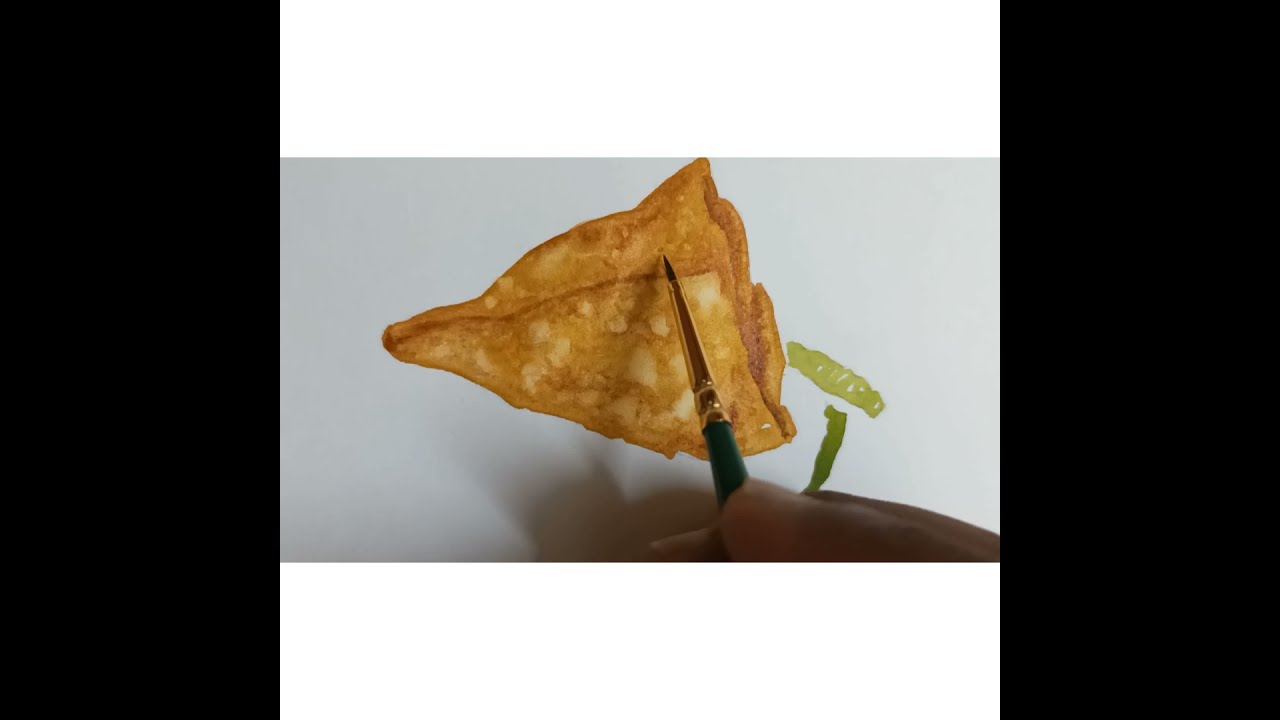 Painting of Samosa in water colours