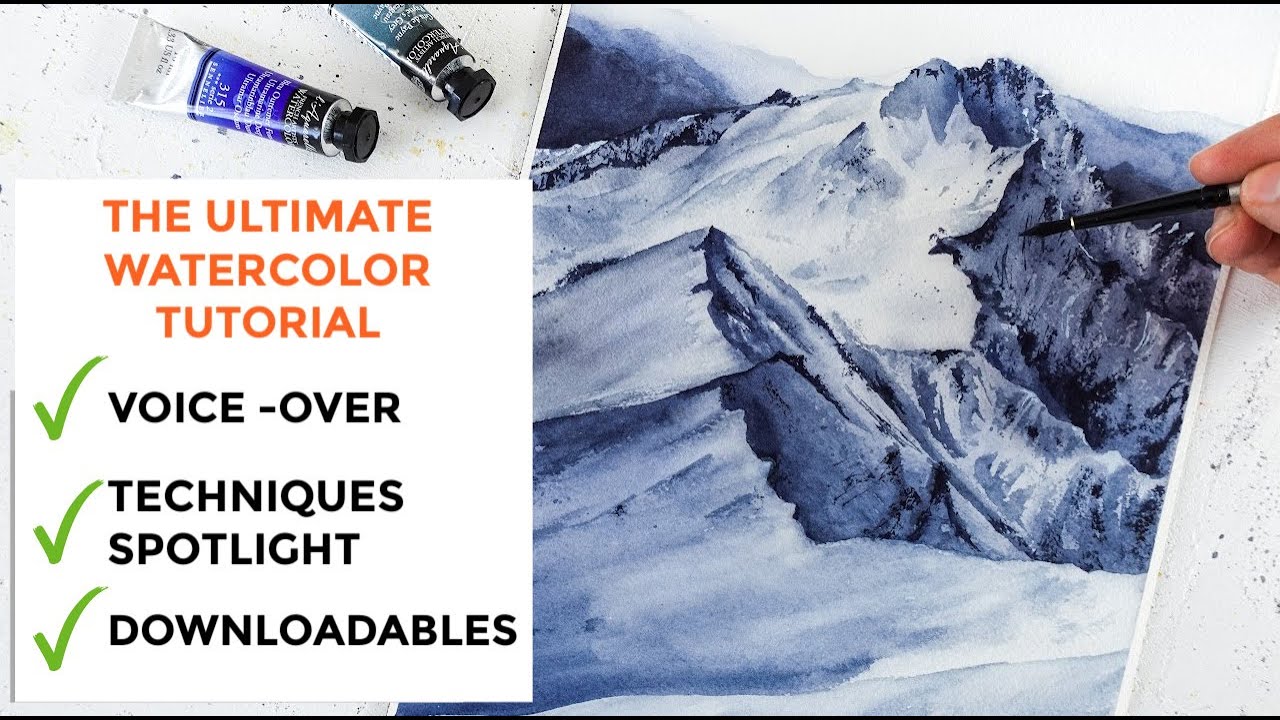 How I paint a winter landscape (Easy watercolor painting tutorial for beginners!)