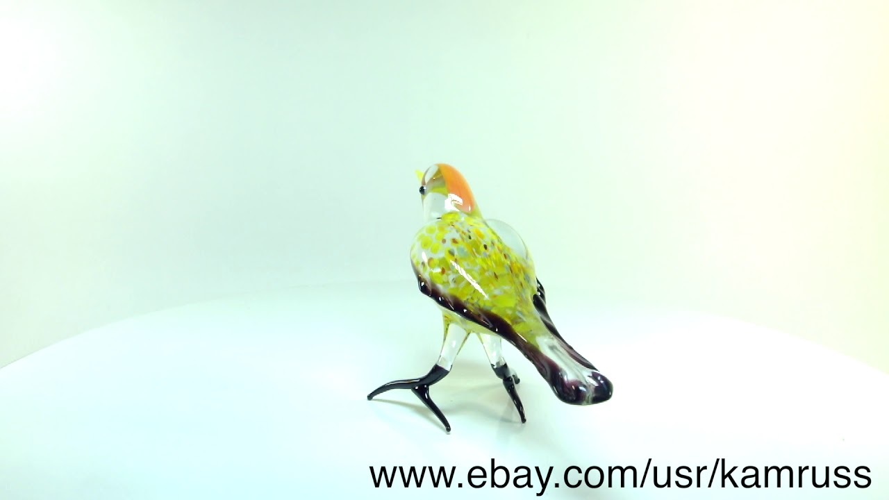 Glass Figurine Tomtit bird.  Murano Art. Handmade Miniature Dollhouse ornament. OOAK