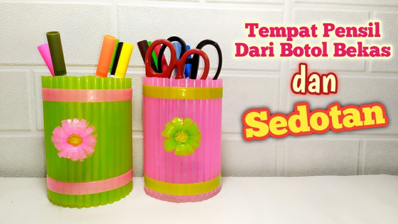 Cara Mudah Membuat Kerajinan Tempat Pensil dari Sedotan dan Botol Bekas | Straw Craft Ideas