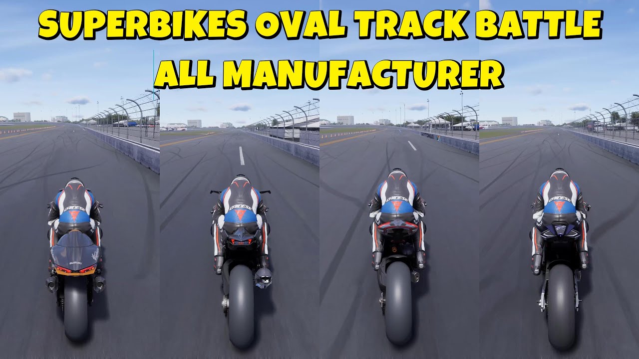 TOP 16 FASTEST SUPERBIKE AT OVAL TRACK BATTLE | ALL SUPERBIKES MANUFACTURER TRACK BATTLE