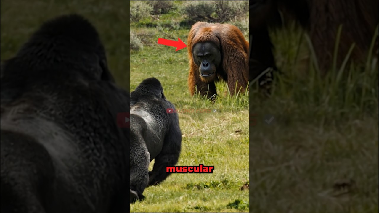 Orangutan VS Gorilla Meet in The Wild! #shorts