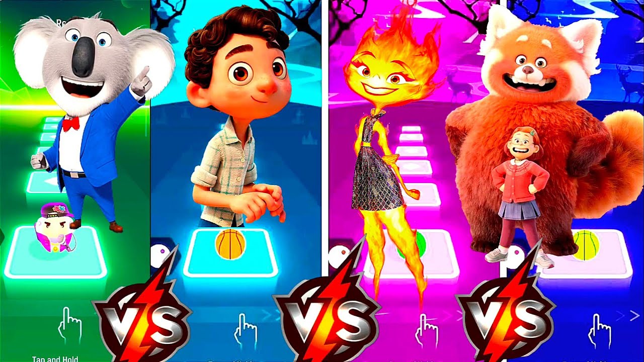 Sing vs Luca vs Ember Elemental vs Meilin in Tiles Hop
