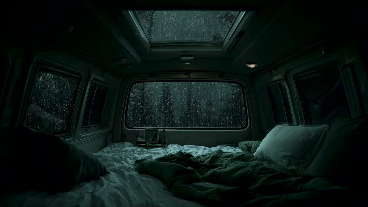 Forest Rain Sounds at Night in a Quiet Van | Deep Sleep Ambience