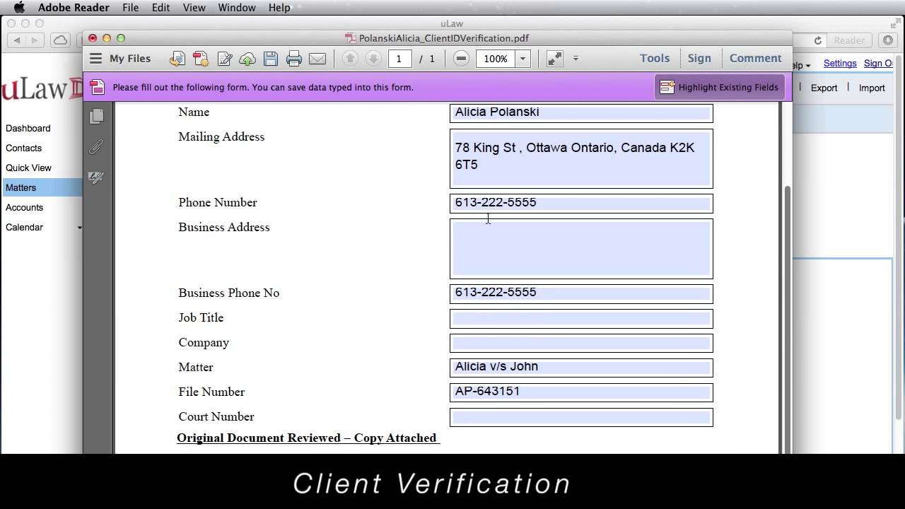 uLawPractice   Client Intake