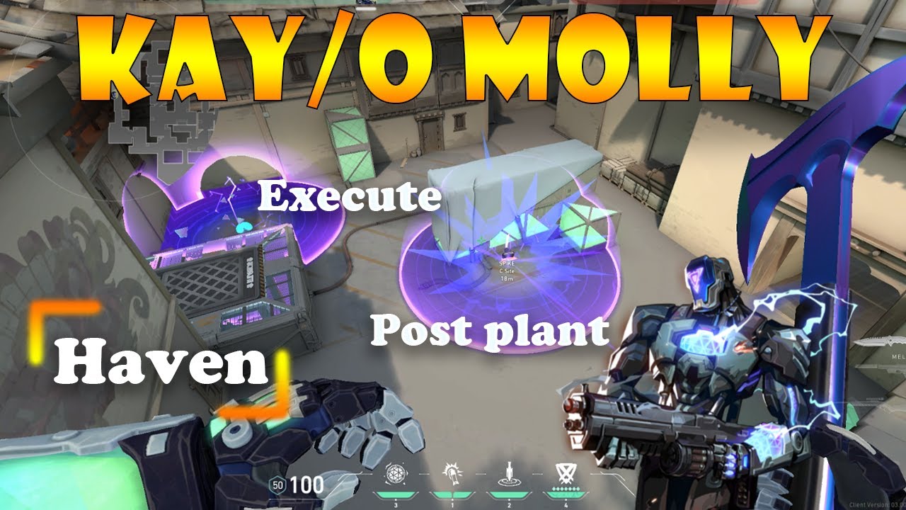 Valorant Top 15 Kayo Post Plant and Execute Molly Lineups for Haven | Kay/o lineups | Kayo guide |