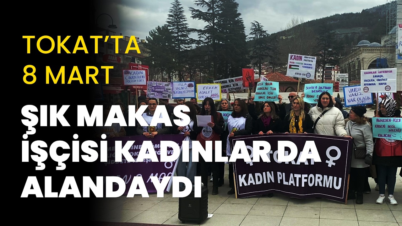 Tokat'ta direnişteki Şık Makas işçisi kadınlar da 8 Mart alanındaydı