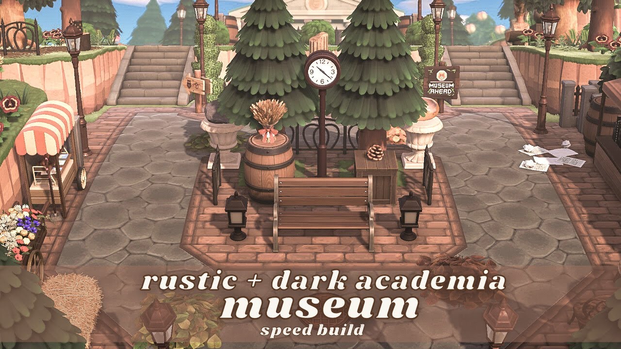 RUSTIC + DARK ACADEMIA MUSEUM SPEED BUILD | Museum Design Ideas For Animal Crossing New Horizons
