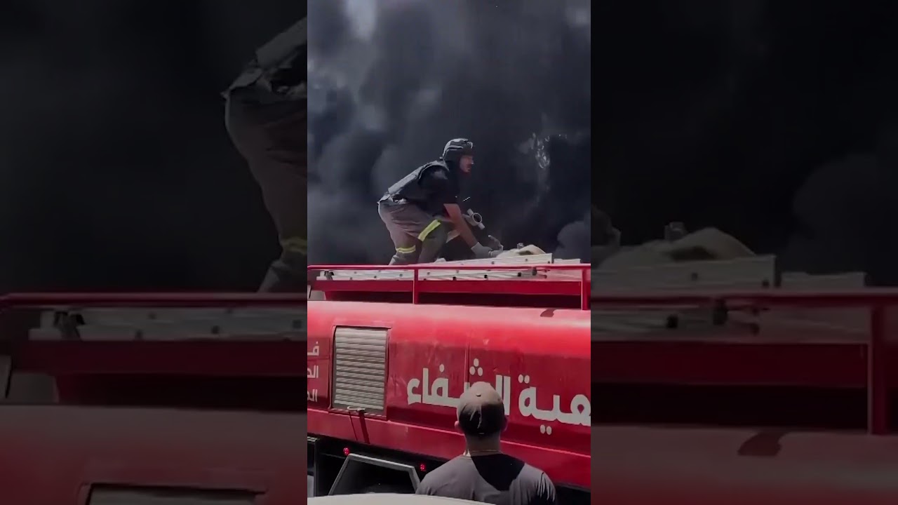 Vehicles on fire after Israeli airstrikes on Lebanon