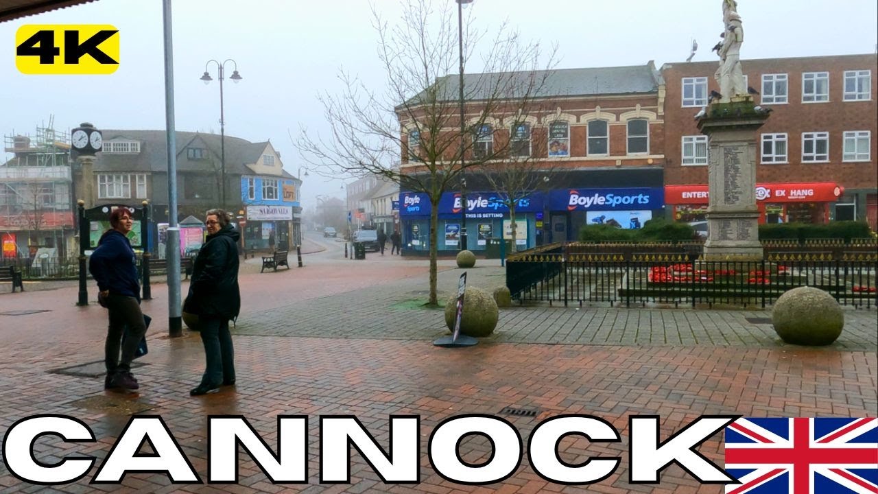 England CANNOCK Town Centre Walk Tour Staffordshire UNITED KINGDOM UK 4K