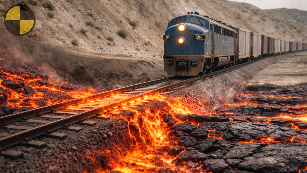 Trains vs Lava Crosses Railroad 😱 BeamNG.Drive