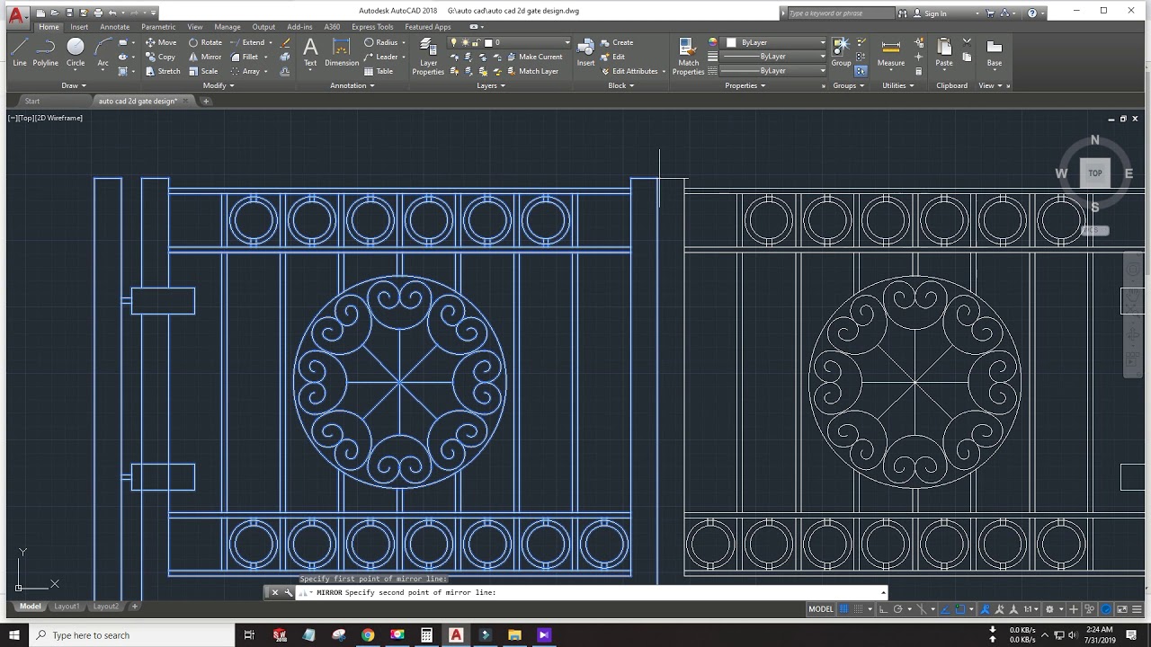 How To Make gate In 2D AutoCAD 2018