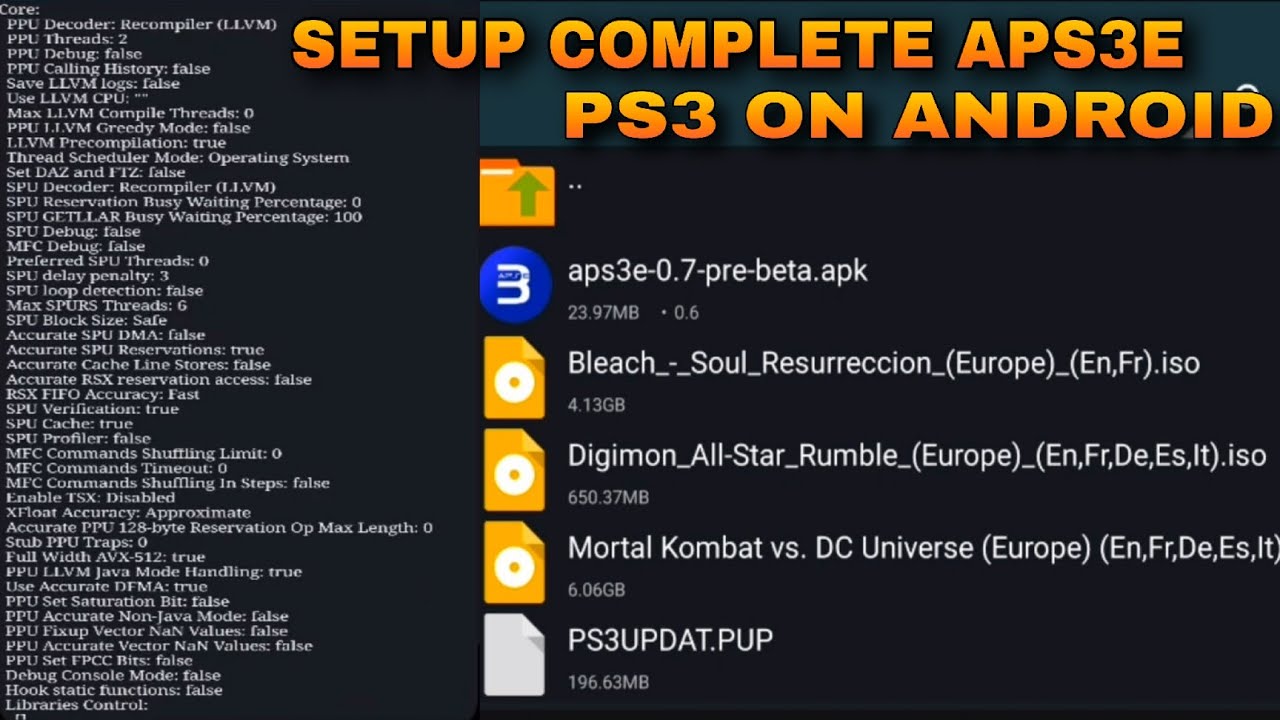 Setup Complete aPS3e - Settings Emulator PS3 On Android