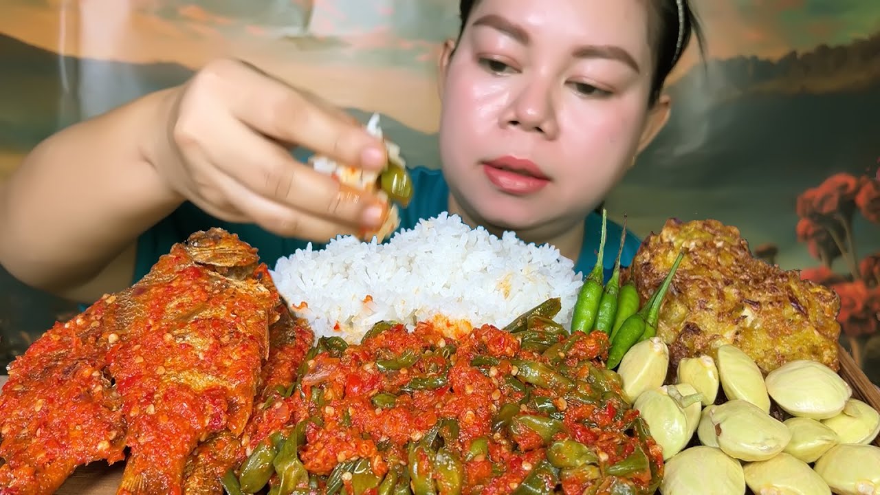 kerecek genjer pedas sambal ikan krispy jengkol muda bakwan kol Mukbang