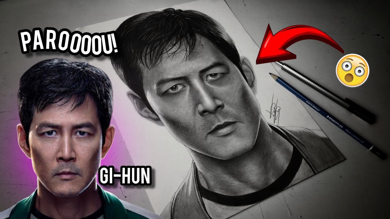 Round 6 - Desenhando Gi-hun ( Jogador 456) - Time lapse - Completo