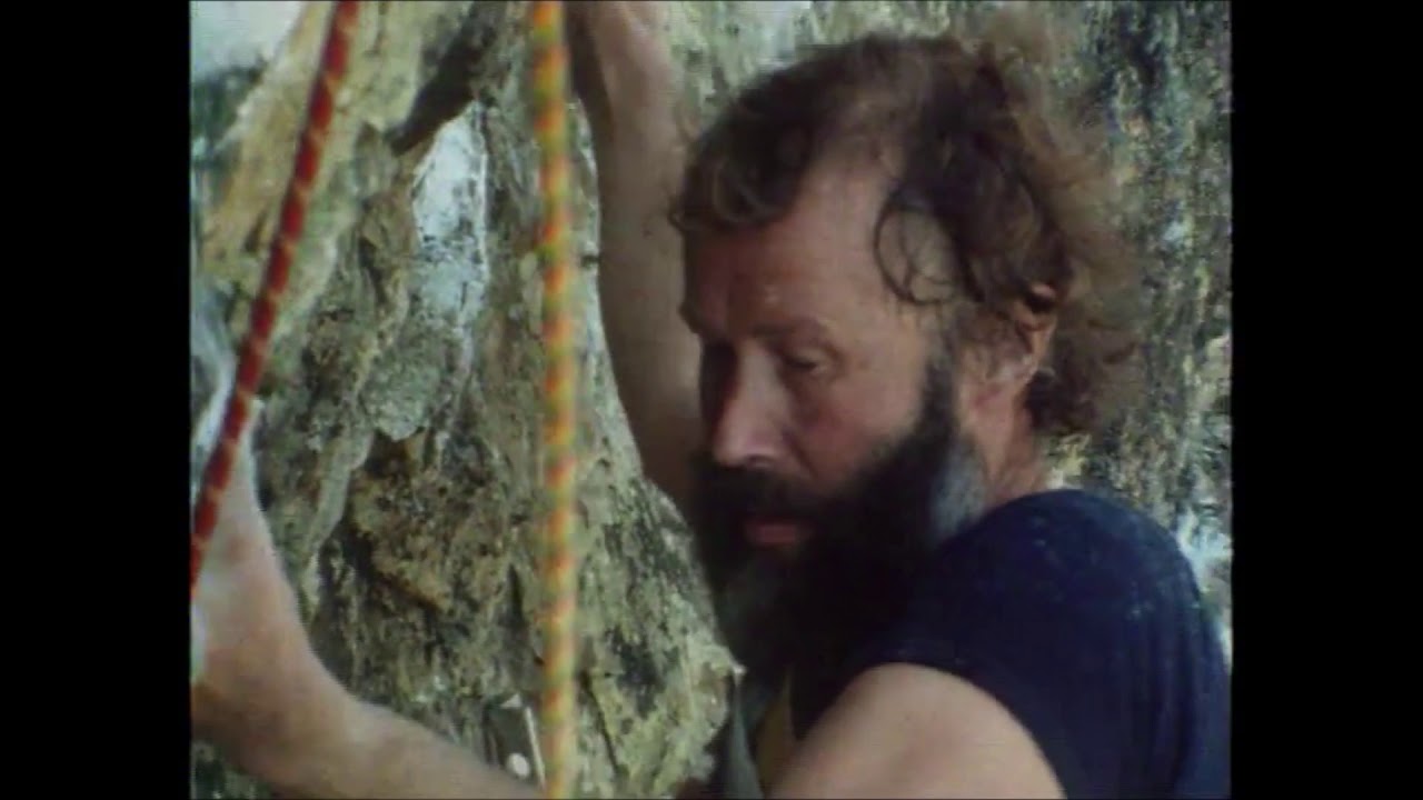 Pete Livesey toys with Chris Bonington on Footless Crow, E5 6c Goat Crag