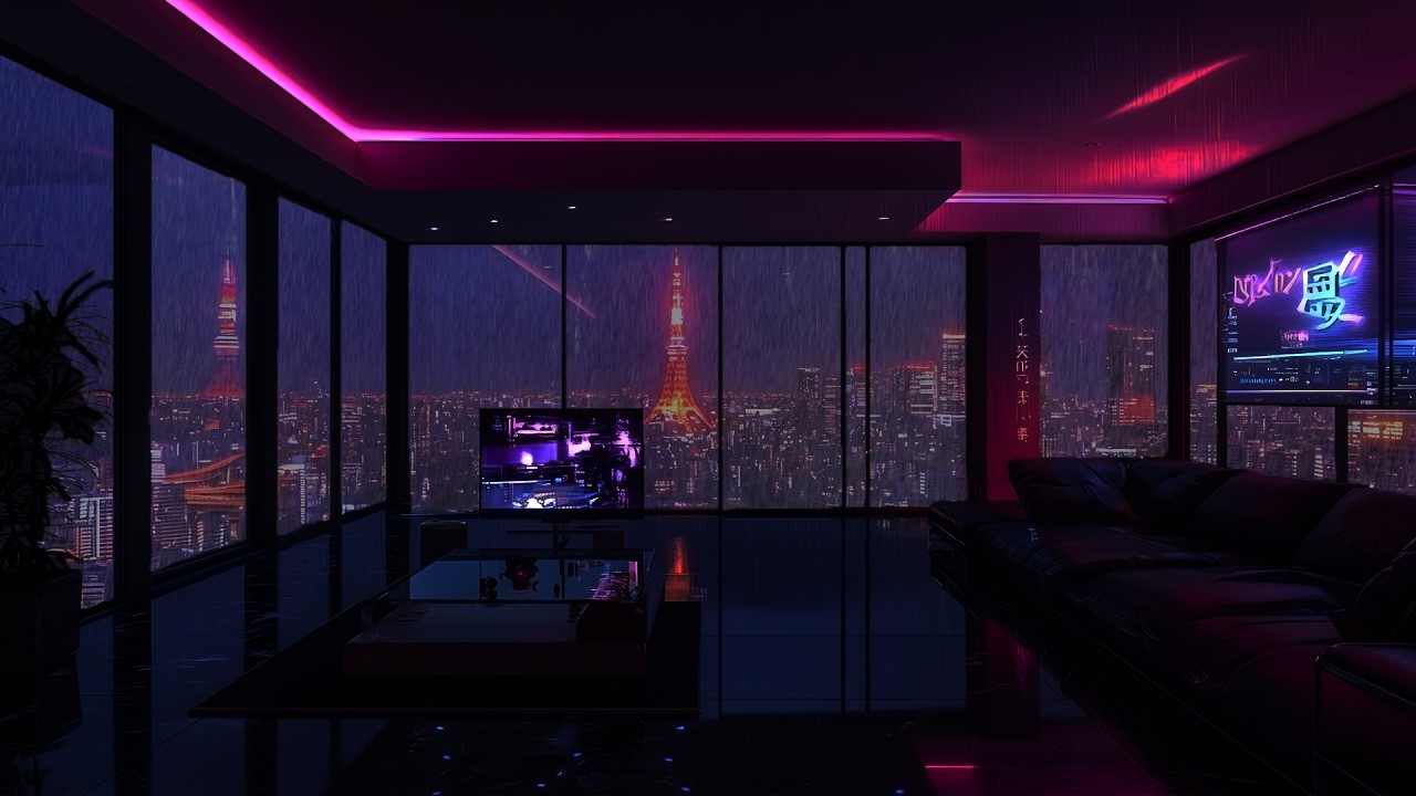Rainy Tokyo Night 🌧️ Cozy Dark Apartment & Tokyo Tower View | Deep Sleep, Study, Relaxing Ambience