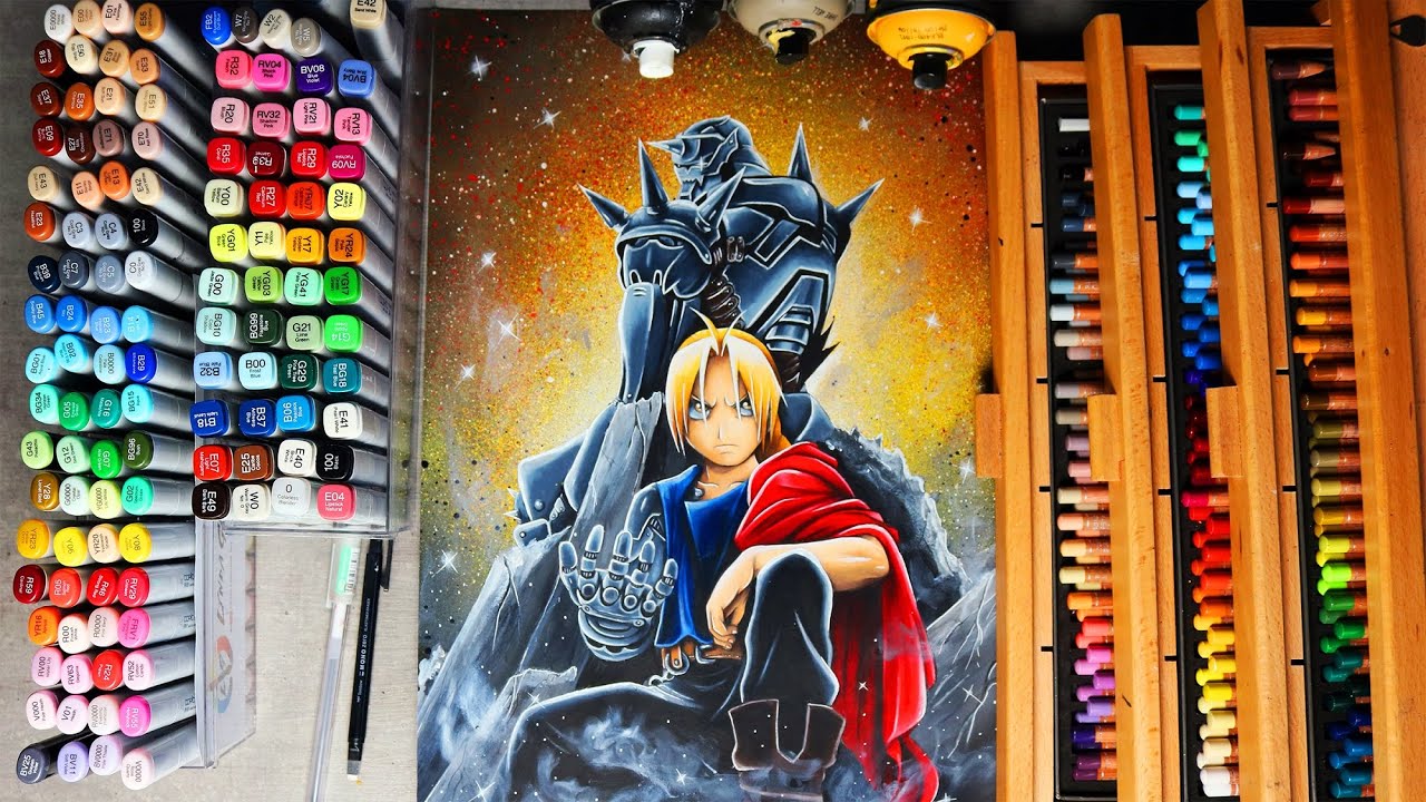 Full Metal Alchemist Fanart: Edward & Alphones (time lapse drawing: Copic marker & Colored pencils)