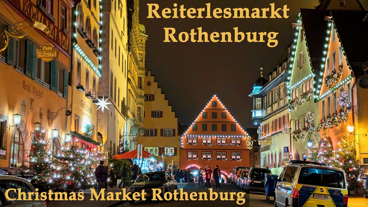 Christmas market of Rothenburg, Germany - romantic Reiterlesmarkt in iconic medieval town