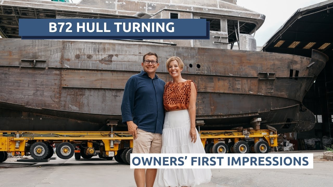 Bering 72's BIG moment: turning over the hull