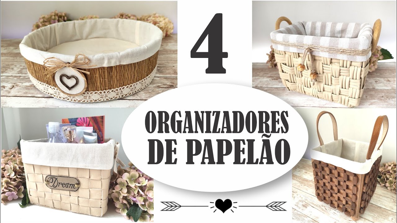 DIY | 4 IDEAIS COM CAIXAS DE PAPELÃO | ORGANIZADORES