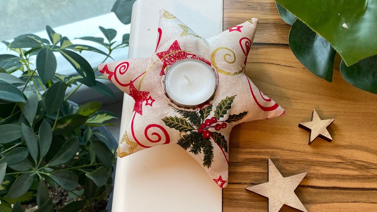 Stoffreste einfaches Nähprojekt  Teelichtstern nähen zu Weihnachten | kostenlose Vorlage