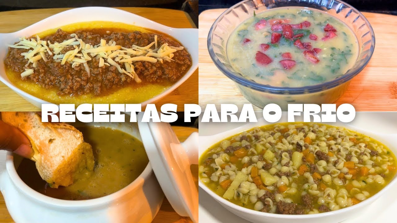 4 RECEITAS QUENTES PARA O FRIO - SOPAS E CALDOS PARA FAZER NO INVERNO SIMPLES E FÁCIL