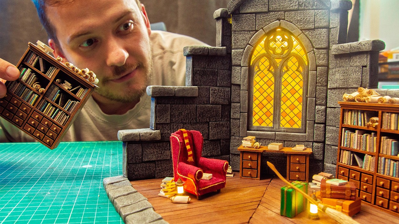 I Built The Gryffindor Common Room in my Bookshelf  | Fantasy Diorama