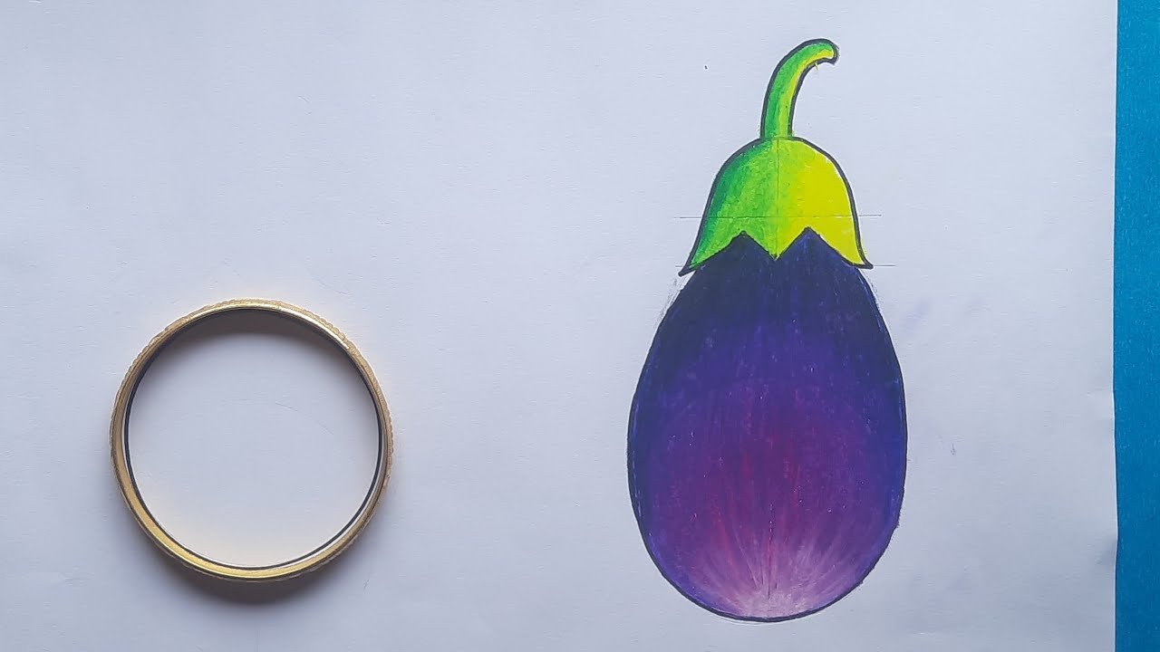 How to draw a brinjal  //Easy brinjal drawing  // সহজে বেগুন আঁকবো কিভাবে ।