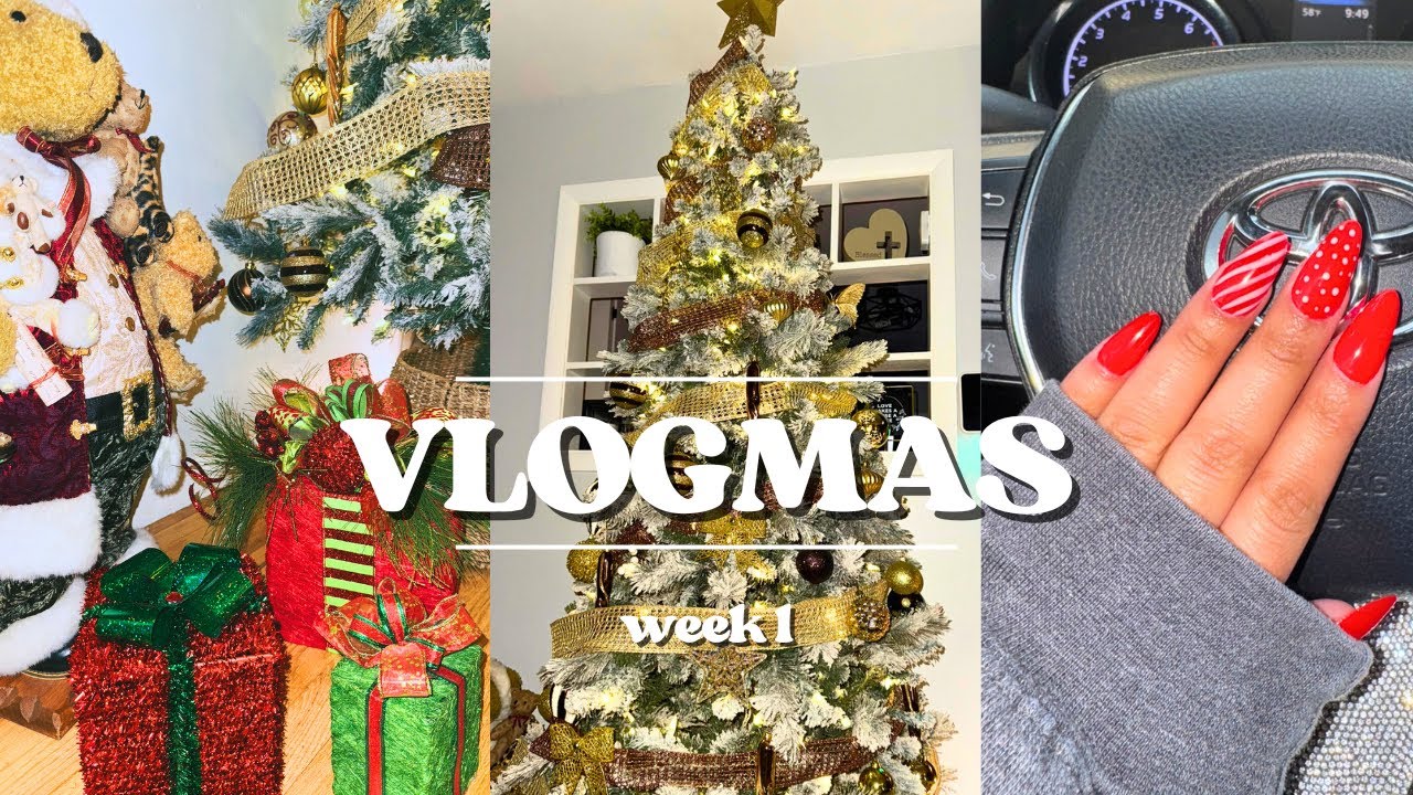 Cozy Vlogmas Day 🎄| decorating my home, christmas nails, & girl chats! | vlogmas week 1🤍