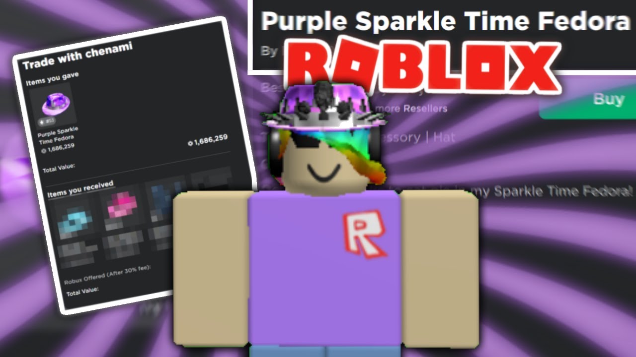 I Traded my Purple Sparkle Time Fedora on Roblox... *MASSIVE WIN*