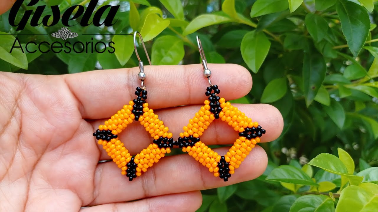 🔶️ Aretes en Mostacilla Checa 3D [peyote]