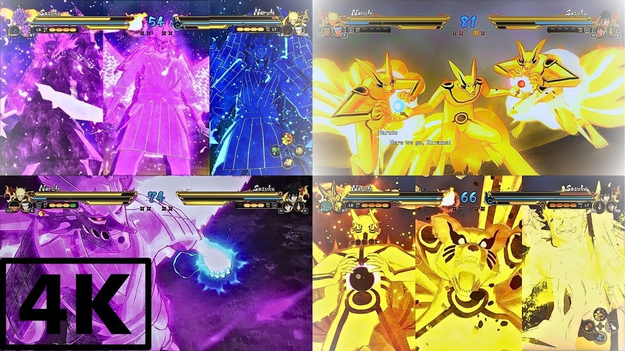 4K — Naruto & Hashirama & Ashura vs Sasuke & Madara & Indra ( CPU vs CPU ) — NARUTO X BORUTO STORM