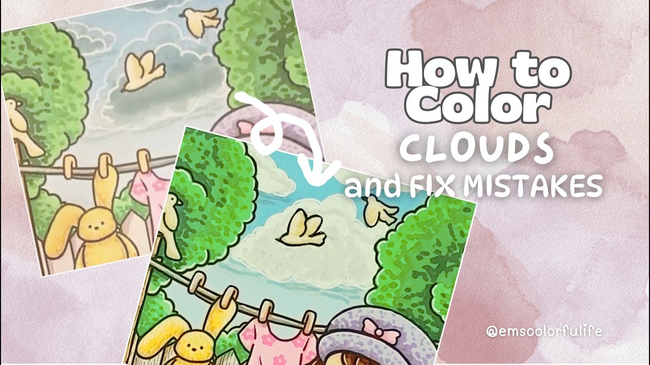 HOW TO COLOR Clouds and Fix Mistakes | Alcohol Markers, Acrylic Marker