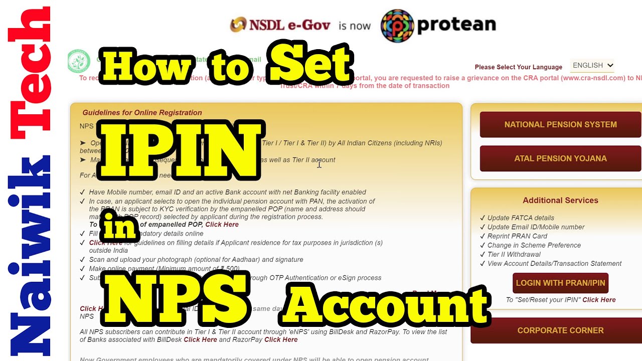 How to set IPIN for NPS account online on NSDL website