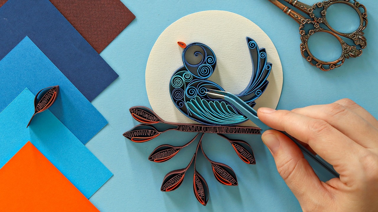 Blue Bird 3D Paper Illustration 💙 Exploring the On Edge Paper Technique ✂️ Relaxing Art