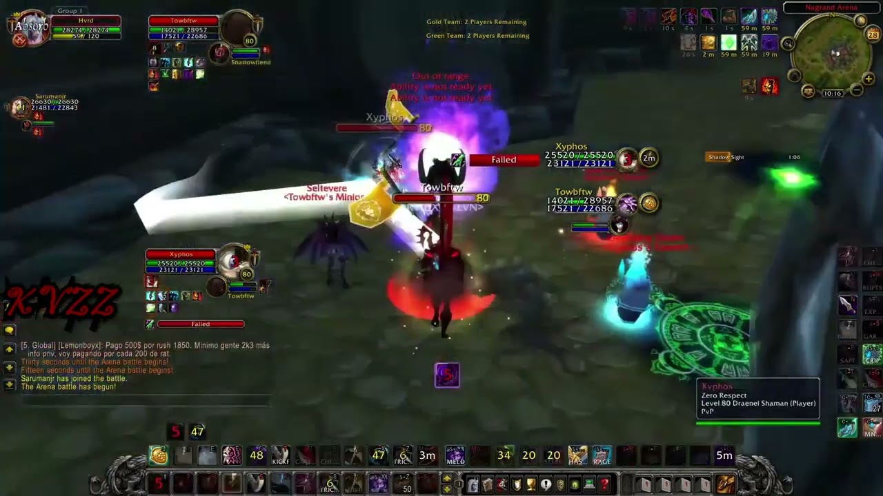 SPR vs 2500+ xp Ele/Destro Warmane WoW WOTLK PvP Arena 2v2