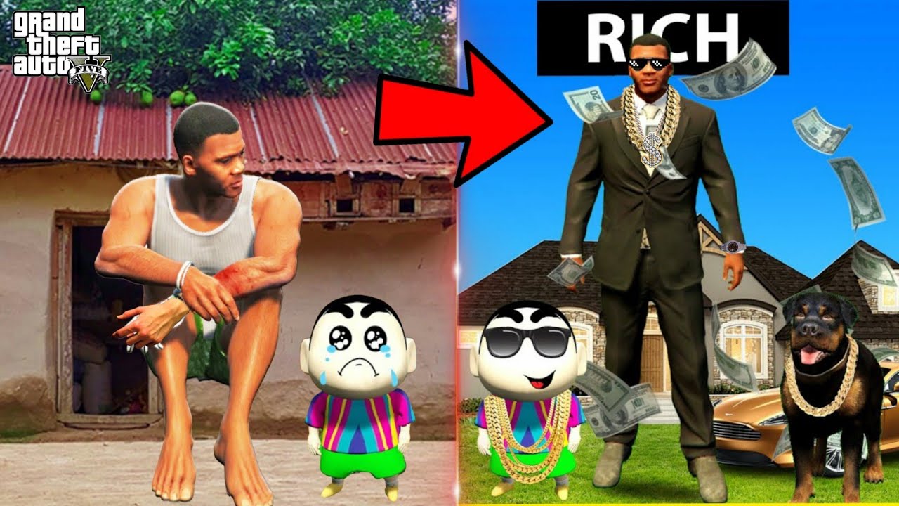 GTA 5 : Franklin & Shinchan গরিব থেকে বড়লোক কি ভাবে হয় IN GTA5 !